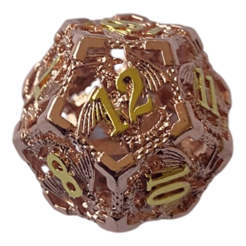 W12 Drachenwürfel-Set (Kupfer mit goldenen Nummern) - 18mm