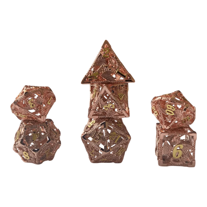 Drachenwürfel-Set (Kupfer mit goldenen Nummern) - 18mm