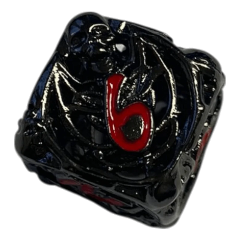 W6 Totenkopf Metallwürfel (Schwarz mit roten Nummern) - 18mm