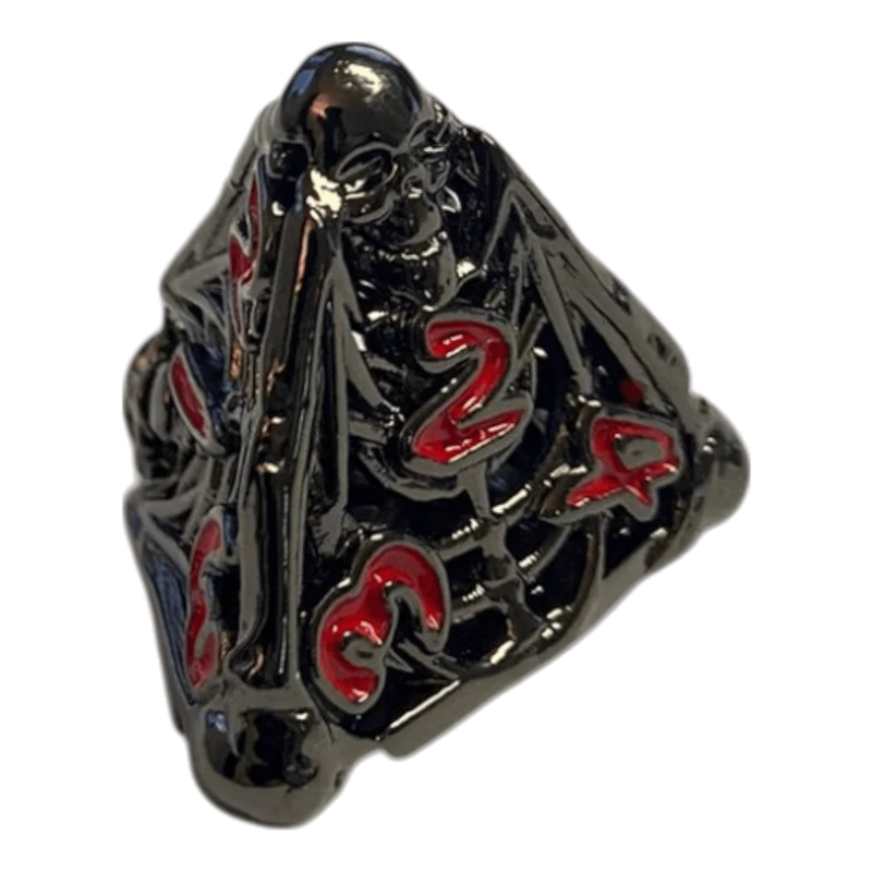 W4 Totenkopf Metallwürfel (Schwarz mit roten Nummern) - 18mm