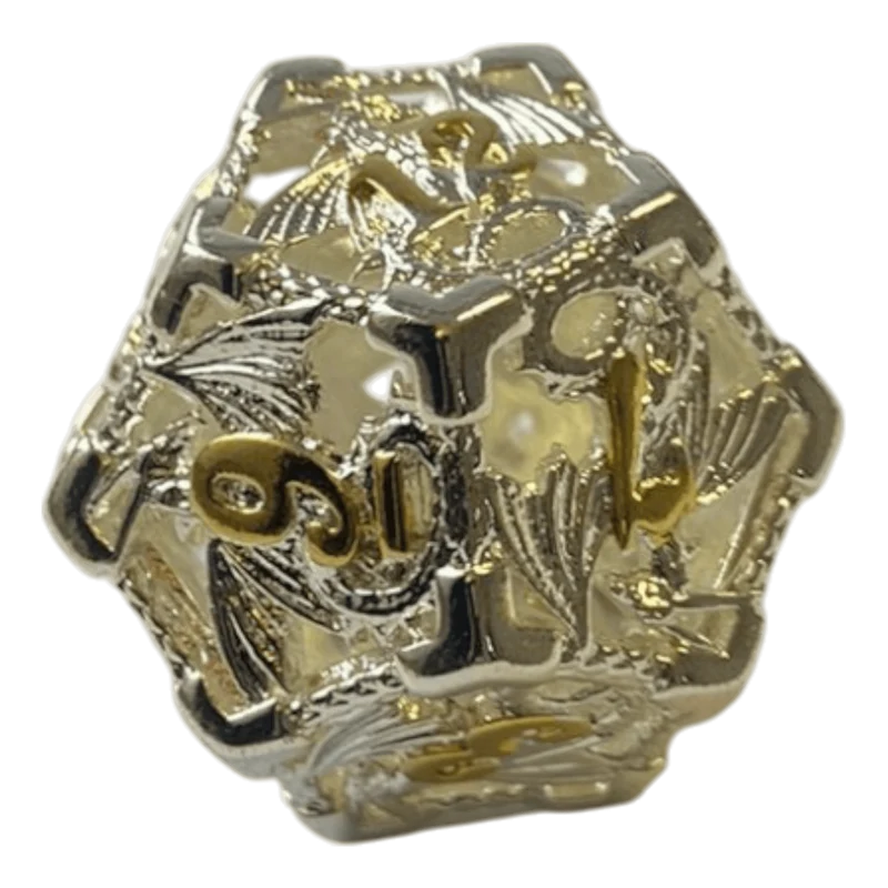 Drachenwürfel W12 (Silber mit goldenen Nummern) - 18mm
