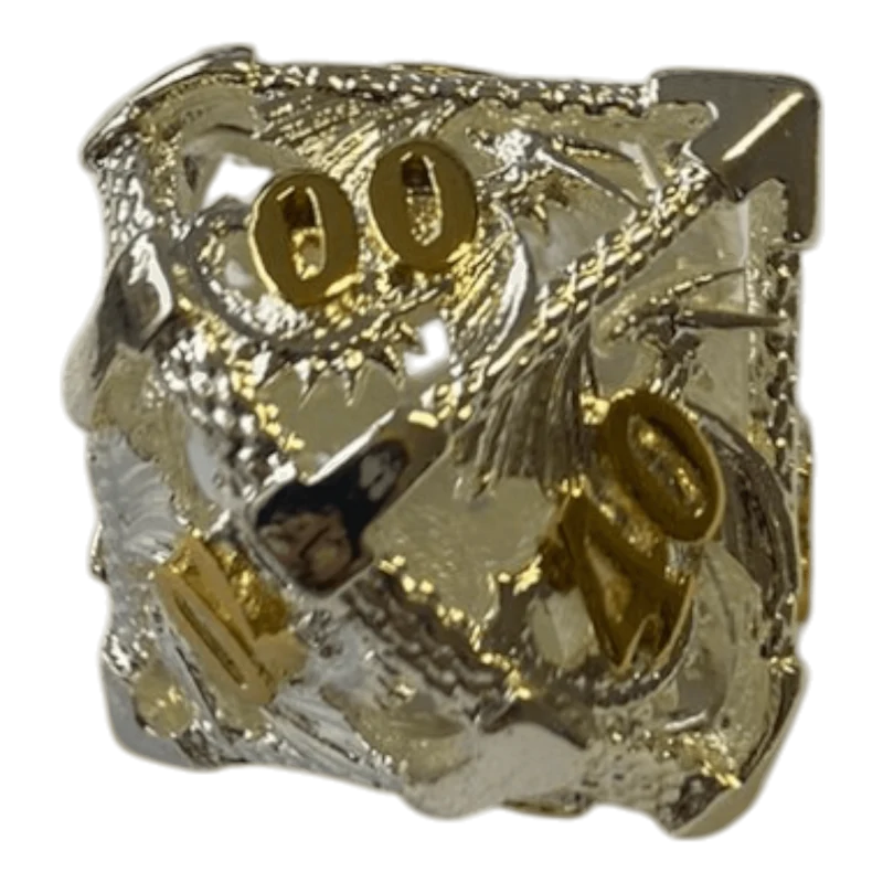 Drachenwürfel W10-0 (Silber mit goldenen Nummern) - 18mm