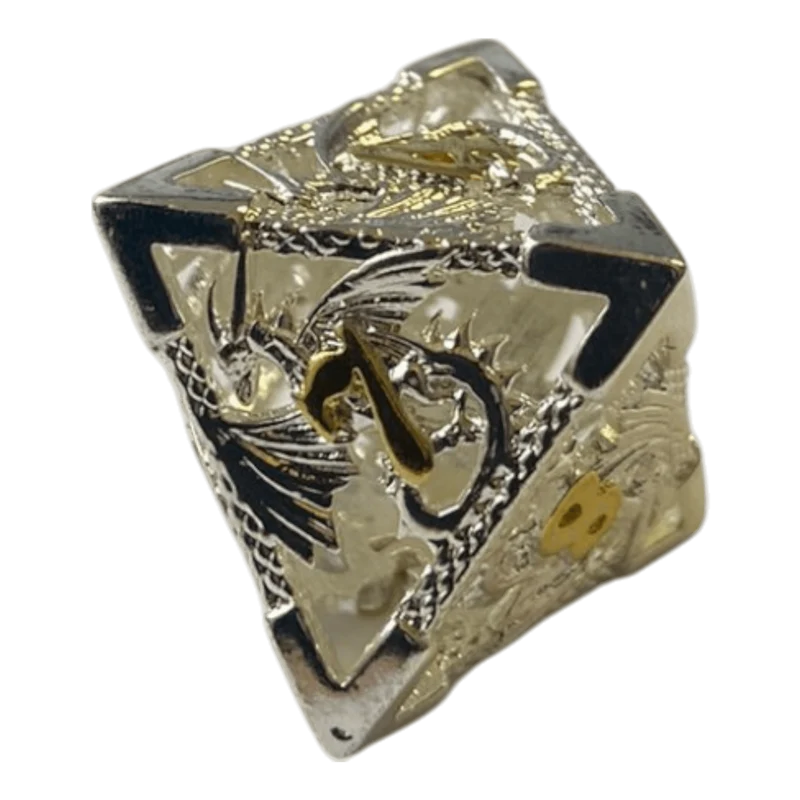 Drachenwürfel W8 (Silber mit goldenen Nummern) - 18mm