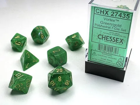 Chessex Vortex Green/Gold 7er Set