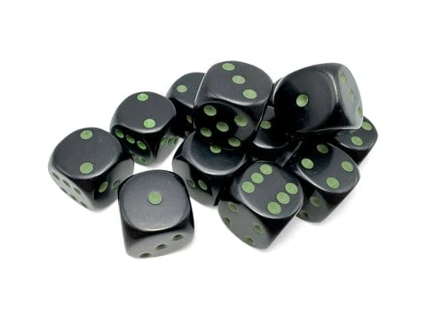 Chessex Opaque Black/Green W6 Set (16mm)