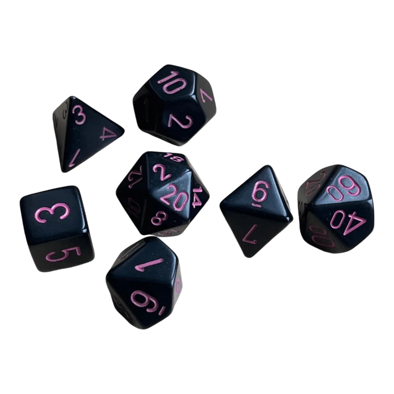 Chessex Opaque Black/Pink 7er Set