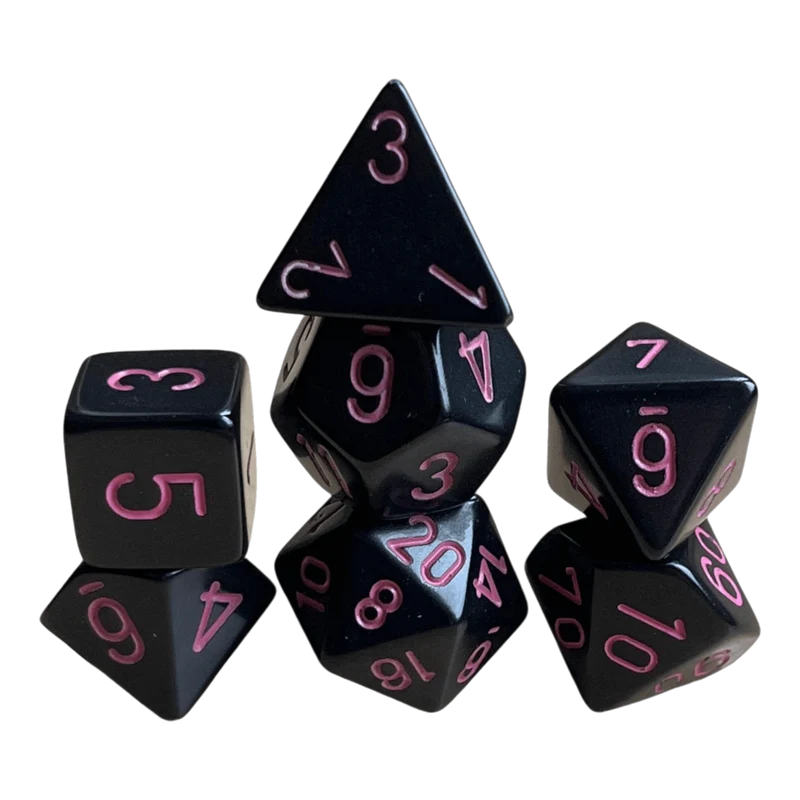 Chessex Opaque Black/Pink 7er Set