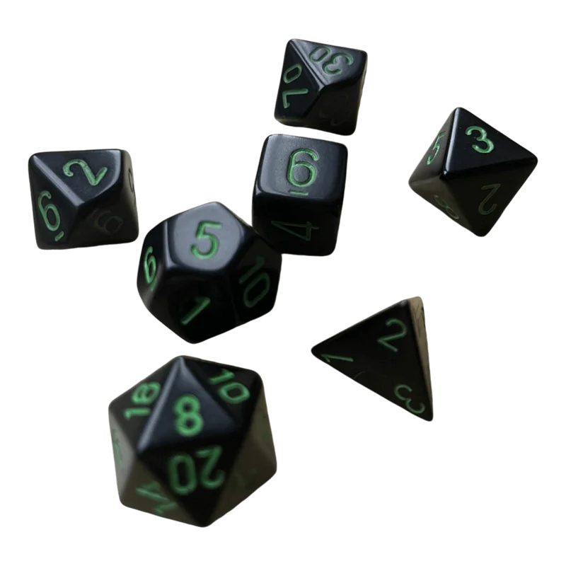 Chessex Opaque Black/Green 7er Set