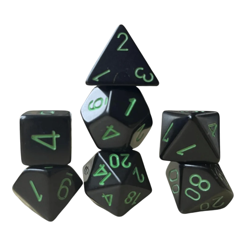 Chessex Opaque Black/Green 7er Set