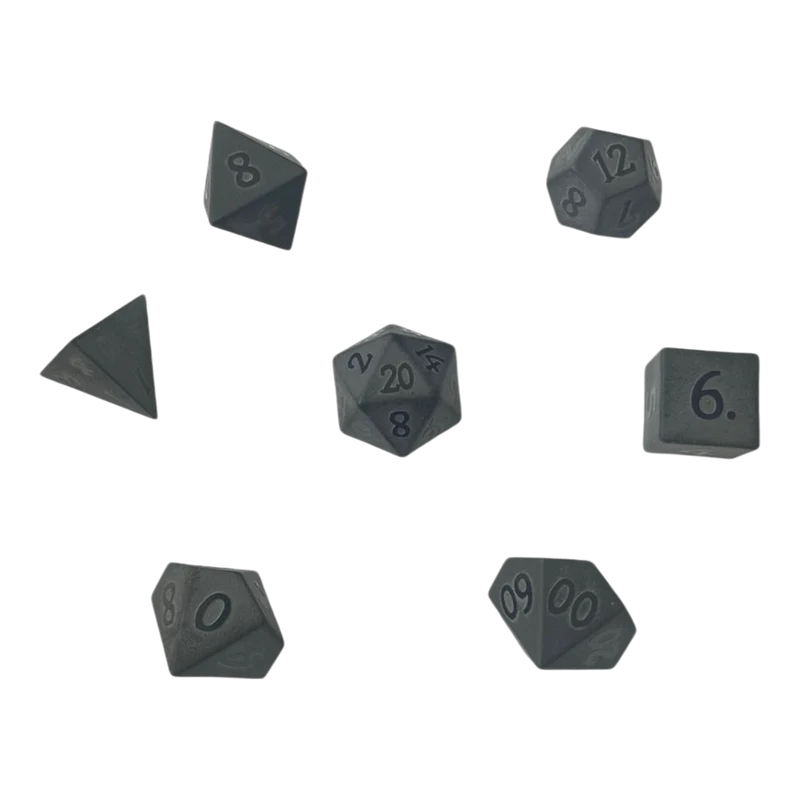 Matt-Schwarzer Obsidian Edelsteinwürfel Set