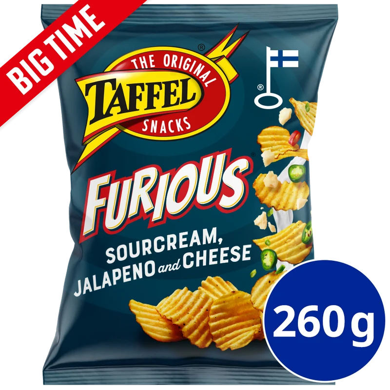 Taffel Furious sourcream chili jalapeno & cheese maustettu sipsi 260g