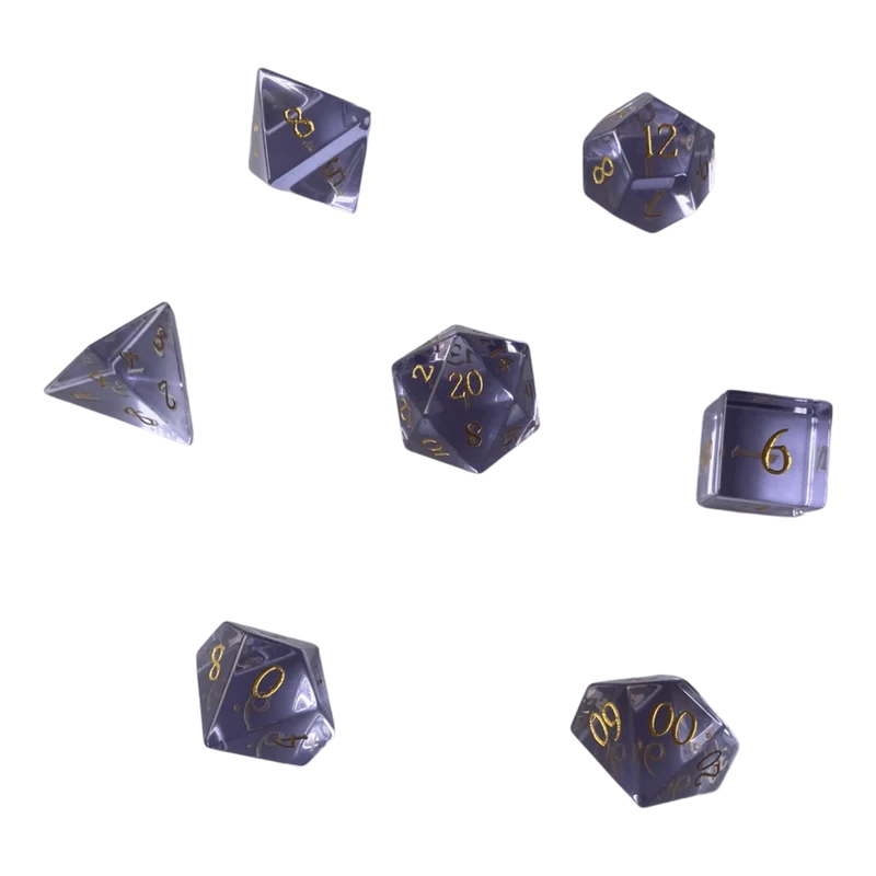 Lila Glaswürfel Set