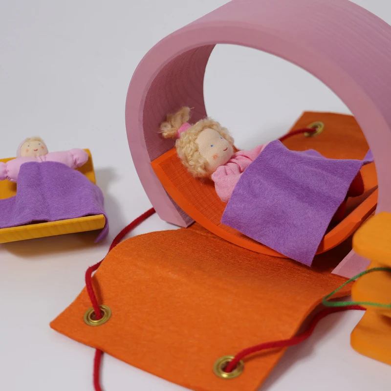 Grimm's Puppen Bauhaus rosaorange