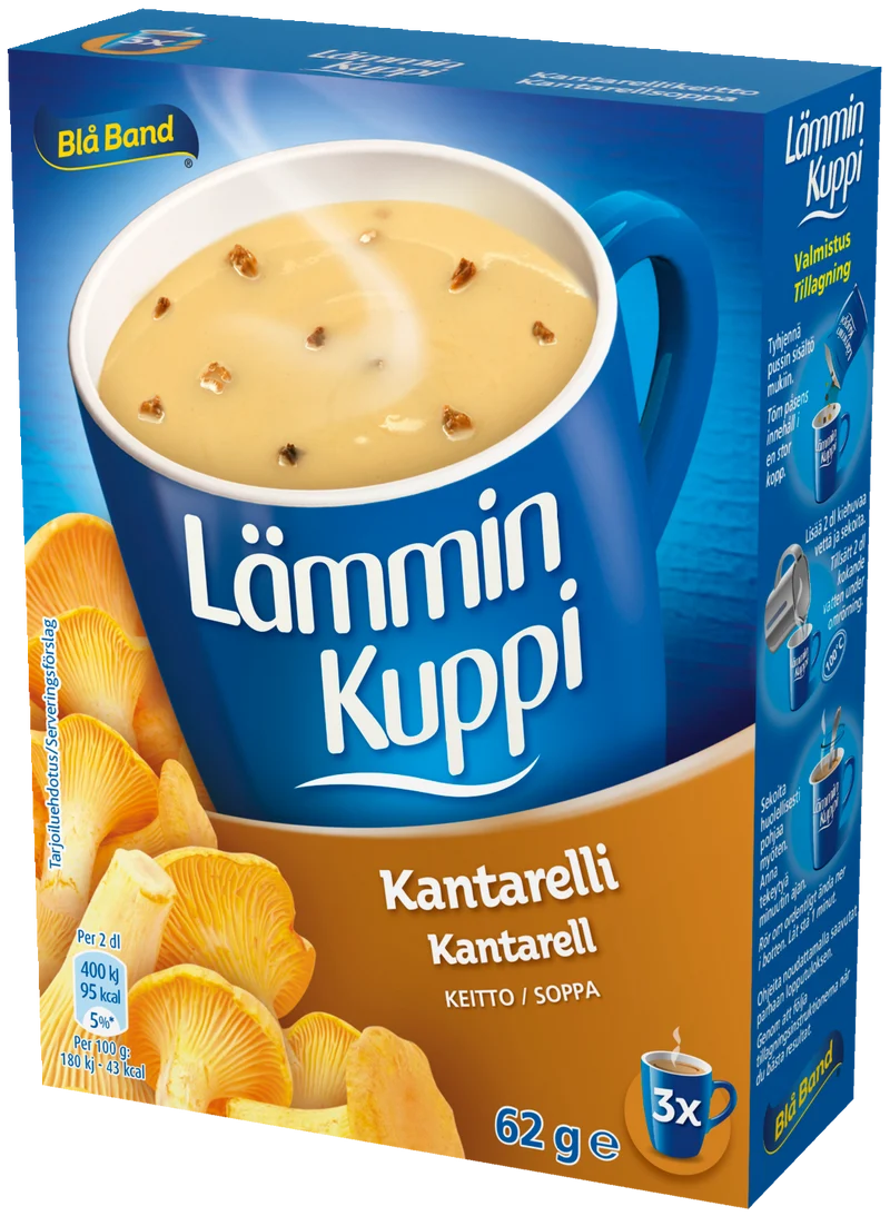 Blå Band Lämmin Kuppi vähälaktoosinen Kantarellikeitto 3x20g