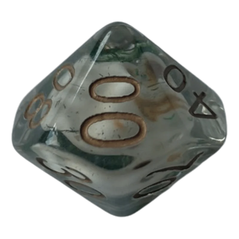 Transparente Würfel mit Totenkopf - grün W10-0