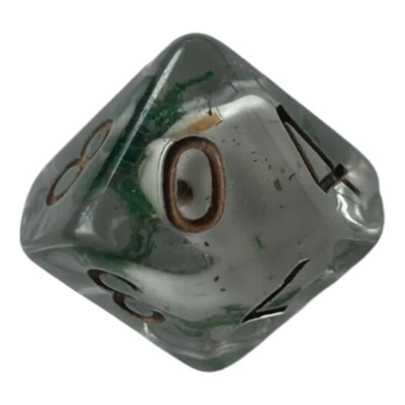 Transparente Würfel mit Totenkopf - grün W10