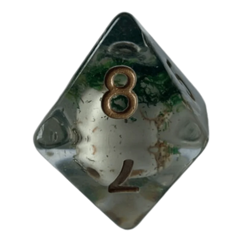 Transparente Würfel mit Totenkopf - grün W8