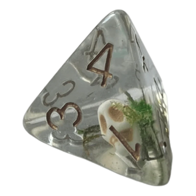 Transparente Würfel mit Totenkopf - grün W4