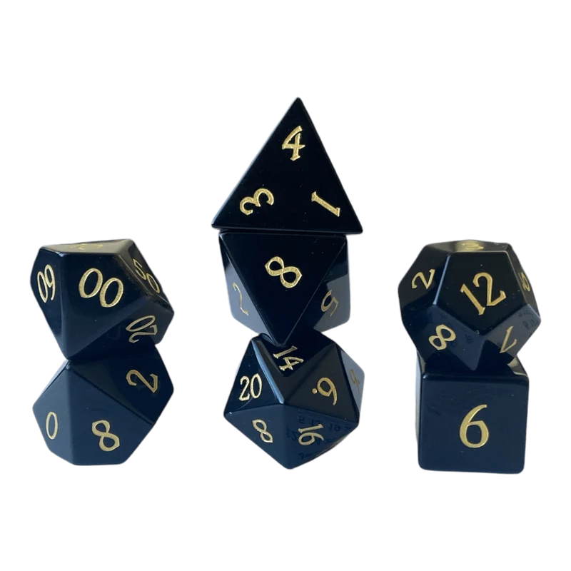 Schwarzer Obsidian Edelsteinwürfel Set