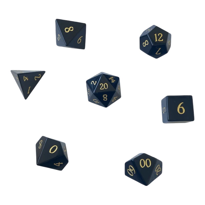 Schwarzer Obsidian Edelsteinwürfel Set