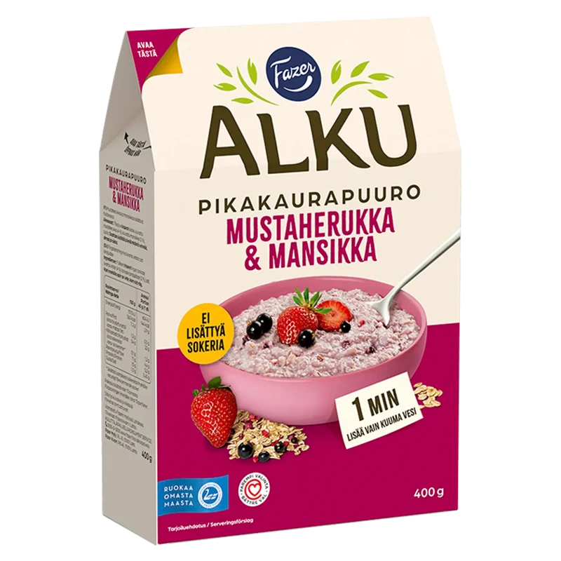 Fazer Alku Mustaherukka & mansikka pikakaurapuuro 400 g