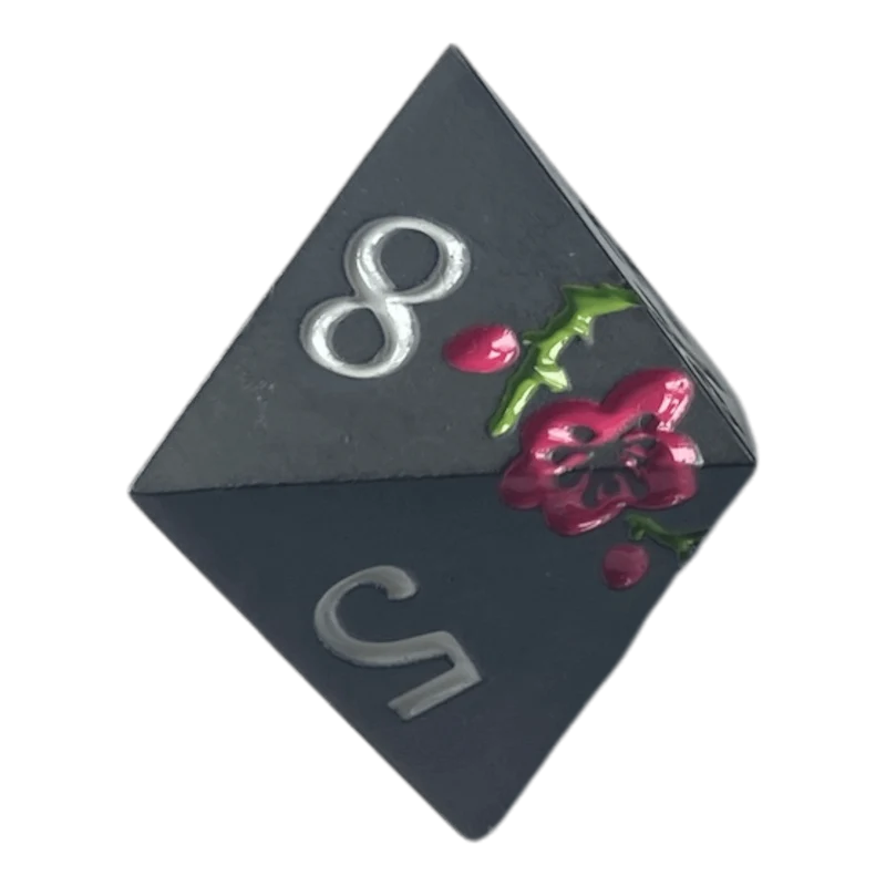 Schwarze Metallwürfel mit pinken Magnolien Blüten W8