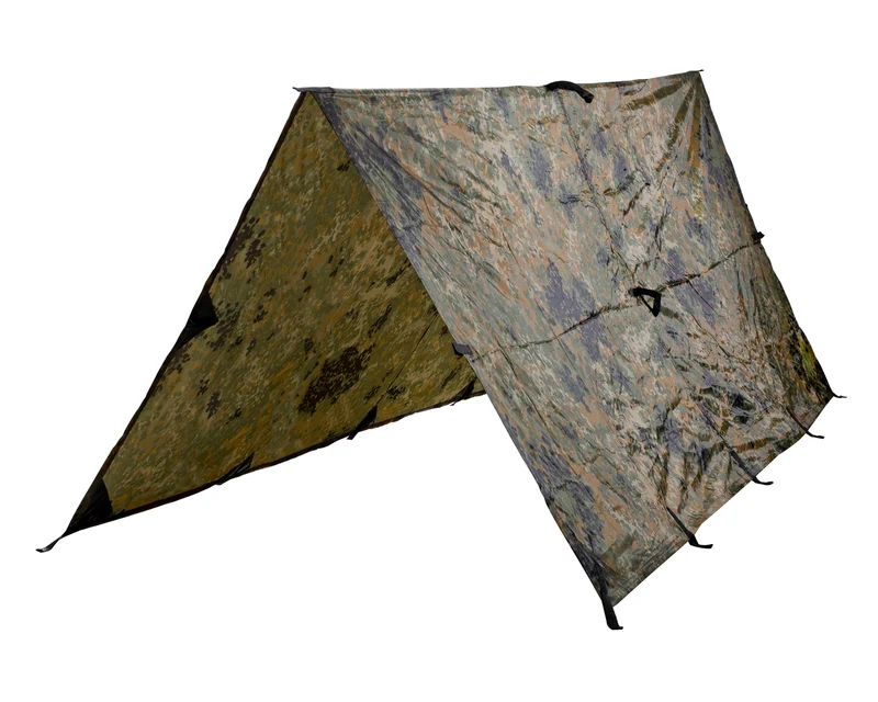 Tarp Basha 3x3 m – Flecktarn | Leicht. Vielseitig. Wetterfest.