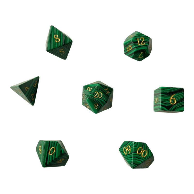Malachit Edelsteinwürfel Grün/Schwarz Set