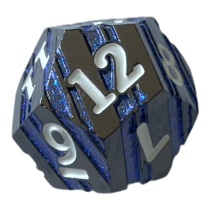 Schwarzer Nickel mit blauen Streifen Metallwürfel W12