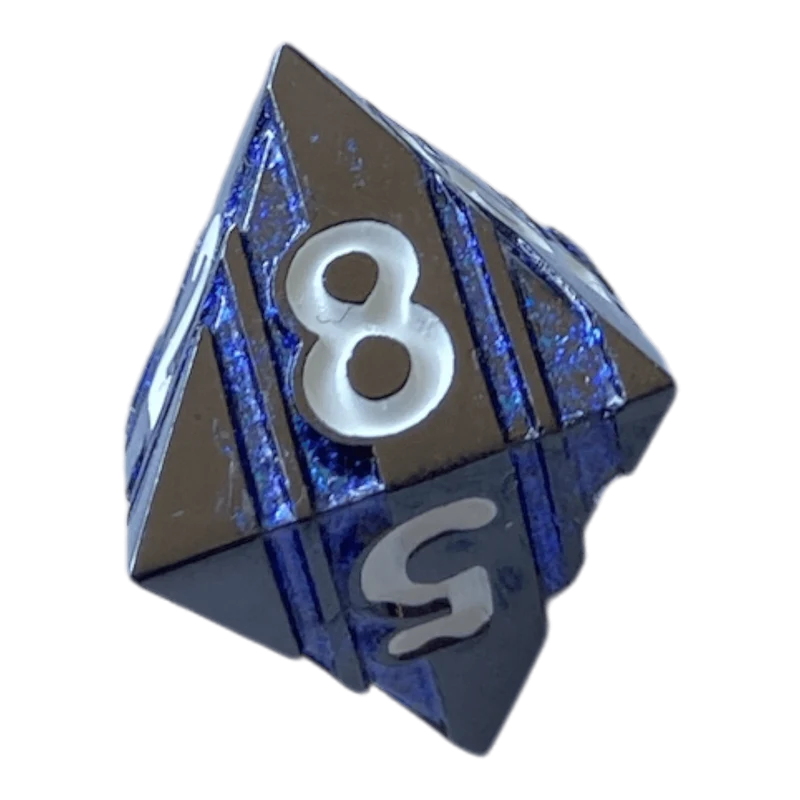 Schwarzer Nickel mit blauen Streifen Metallwürfel W8