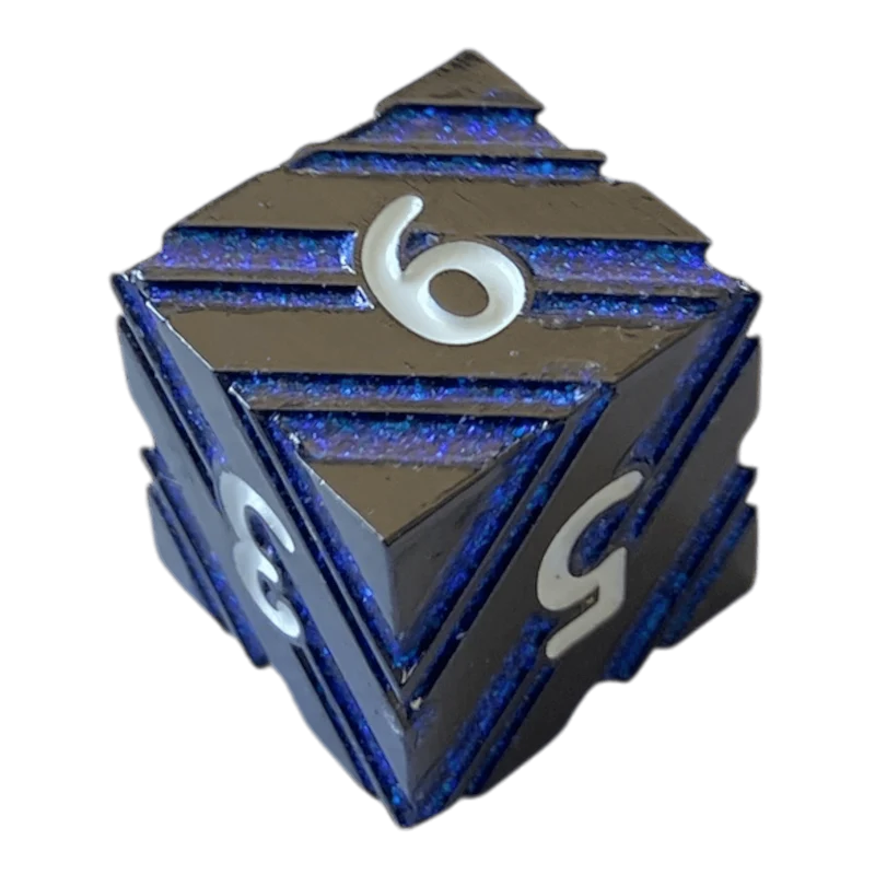Schwarzer Nickel mit blauen Streifen Metallwürfel W6