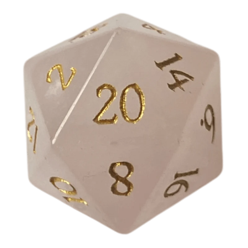 Rosenquarz Edelsteinwürfel W20