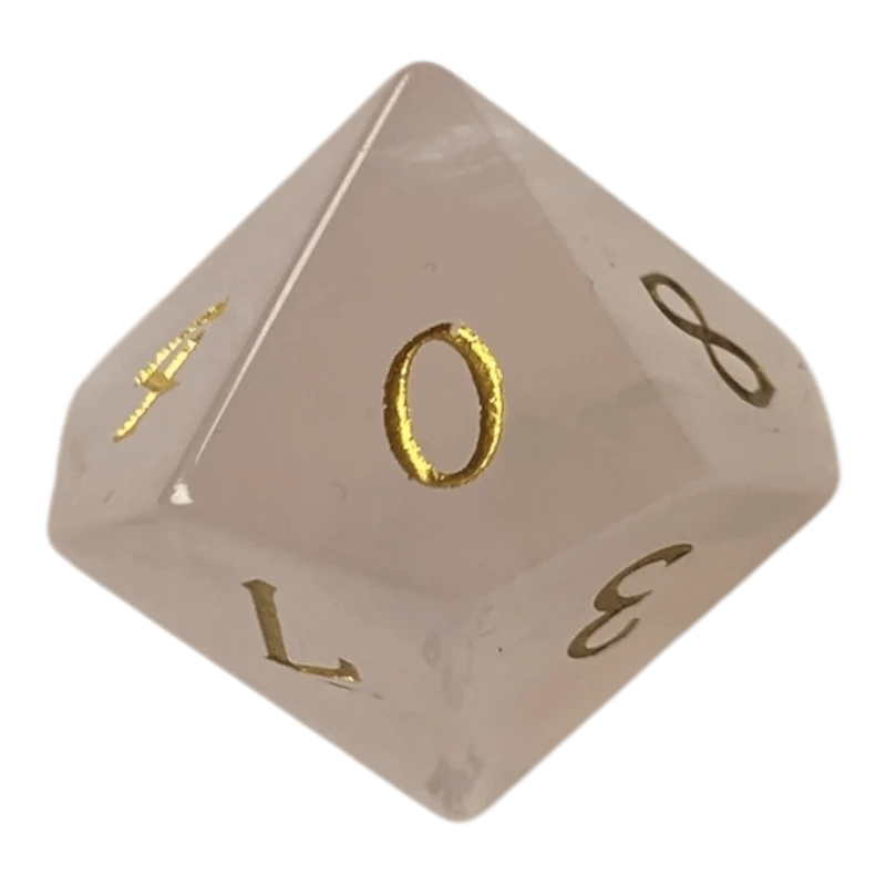 Rosenquarz Edelsteinwürfel W10