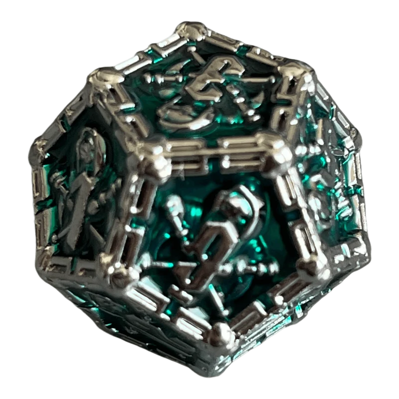 Grim Reaper Metallwürfel (silber/grün) W12