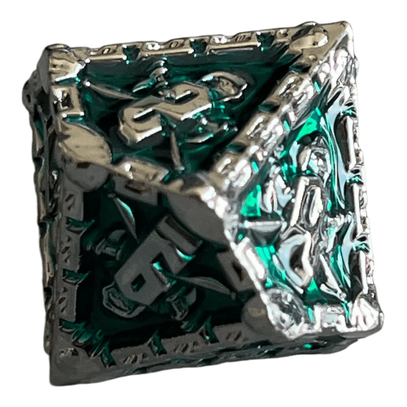 Grim Reaper Metallwürfel (silber/grün) W10