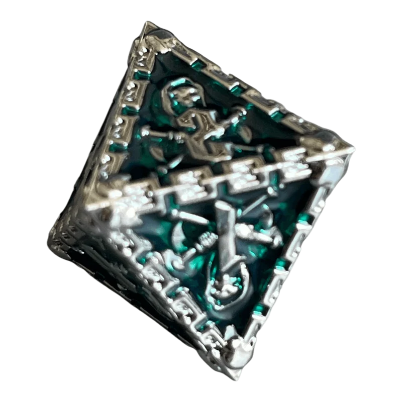 Grim Reaper Metallwürfel (silber/grün) W8