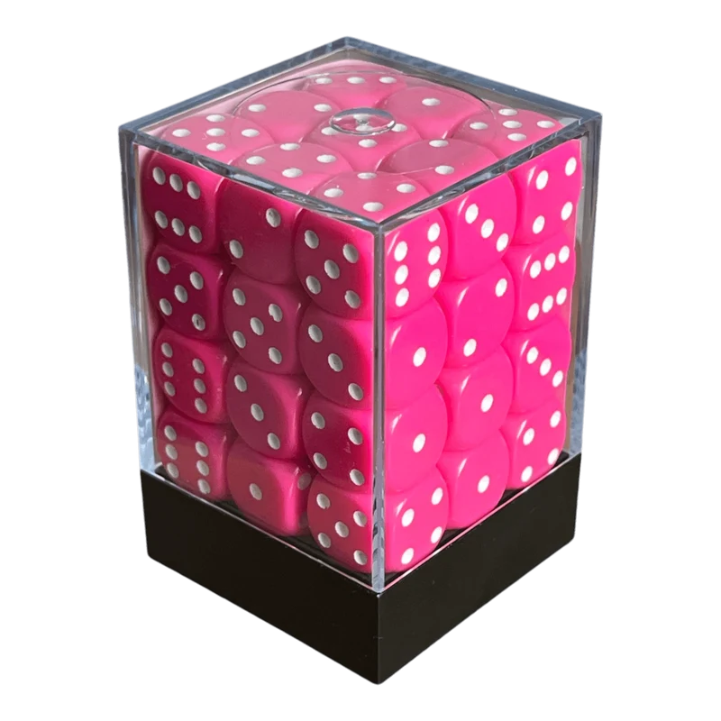 Chessex Opaque 12mm Pink/White W6 Set