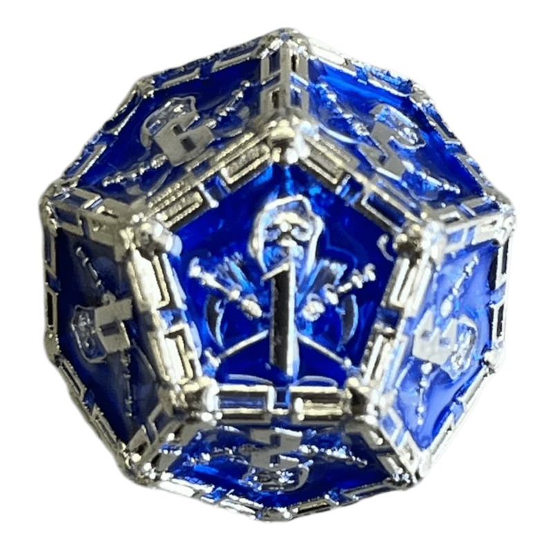 Grim Reaper Metallwürfel (silber/blau) W12