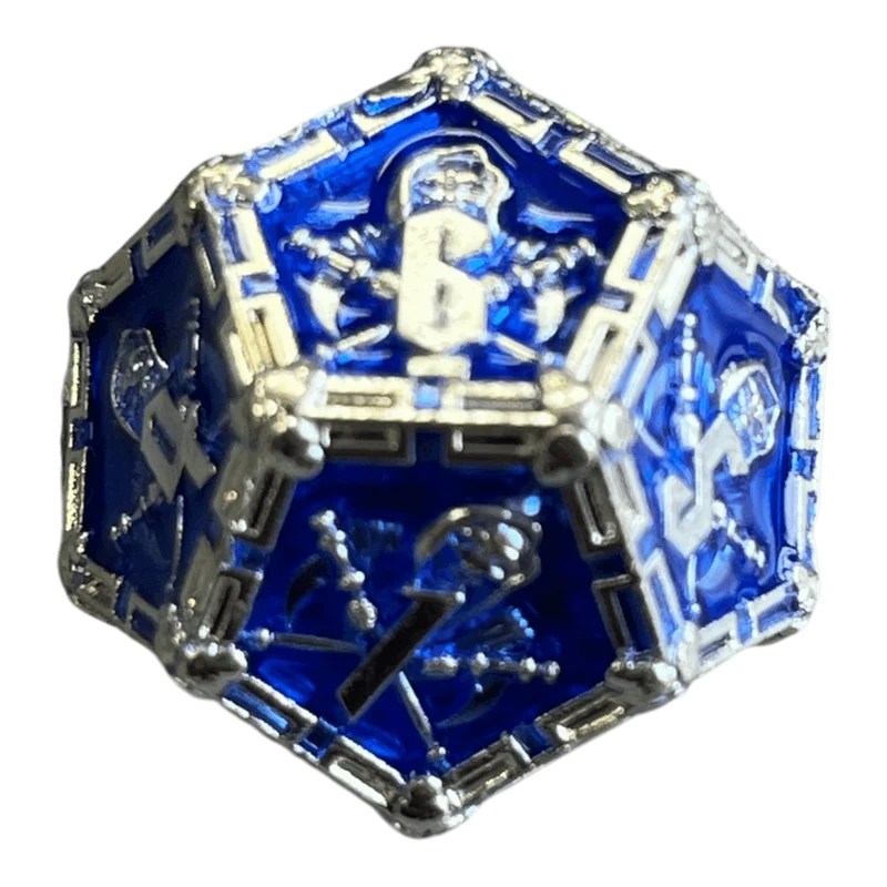 Grim Reaper Metallwürfel (silber/blau) W12