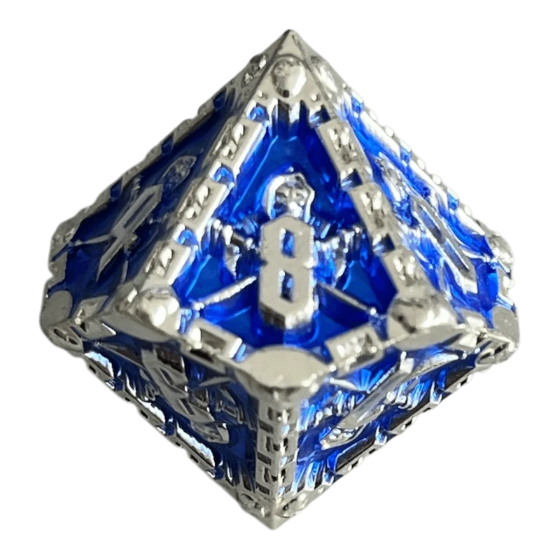 Grim Reaper Metallwürfel (silber/blau) W10