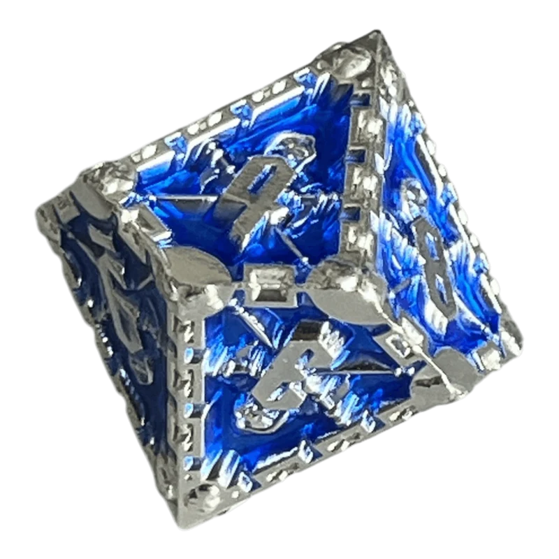 Grim Reaper Metallwürfel (silber/blau) W10