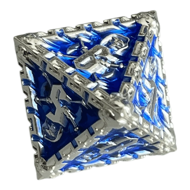Grim Reaper Metallwürfel (silber/blau) W8