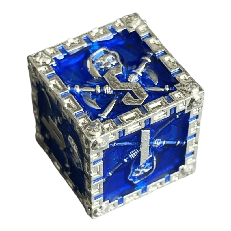 Grim Reaper Metallwürfel (silber/blau) W6