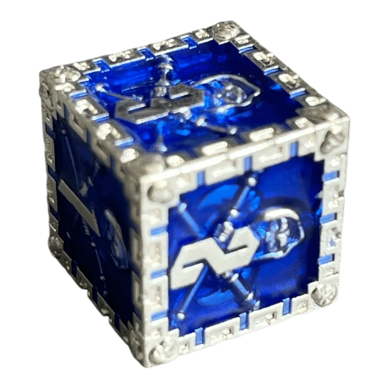 Grim Reaper Metallwürfel (silber/blau) W6