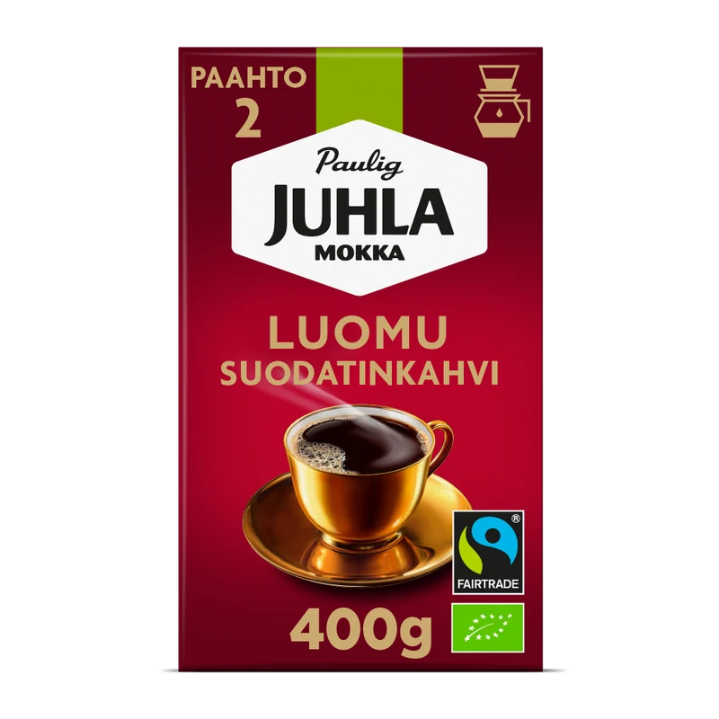Paulig Juhla Mokka Luomu kahvi suodatinjauhatus 400g