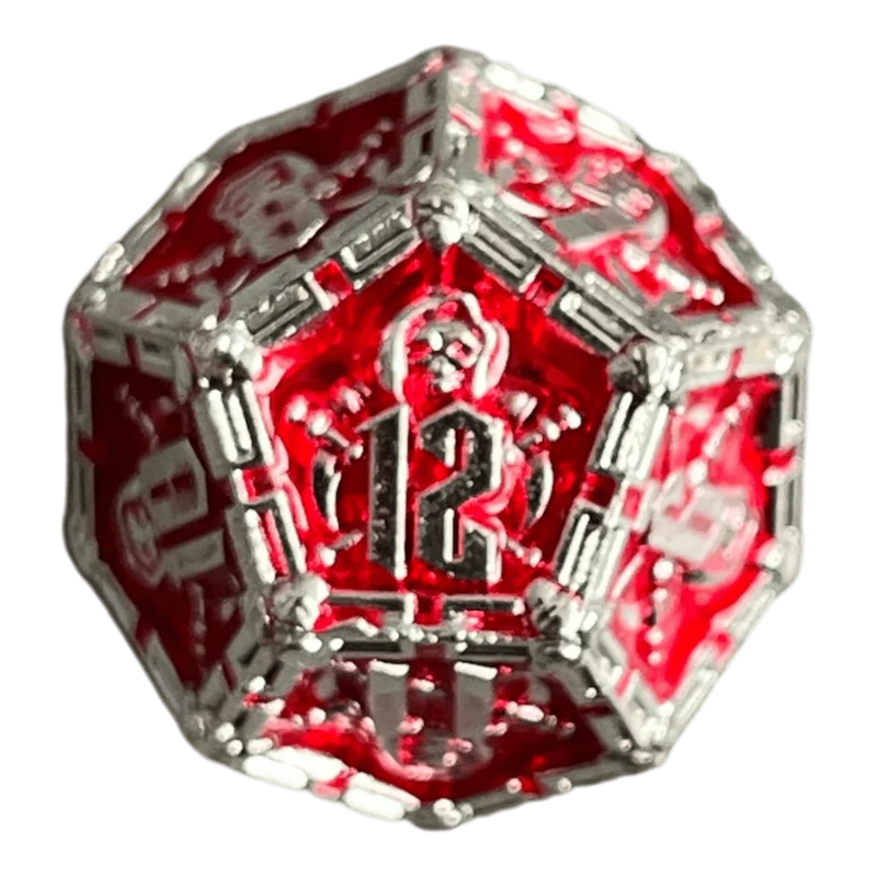 Grim Reaper Metallwürfel (silber/rot) W12