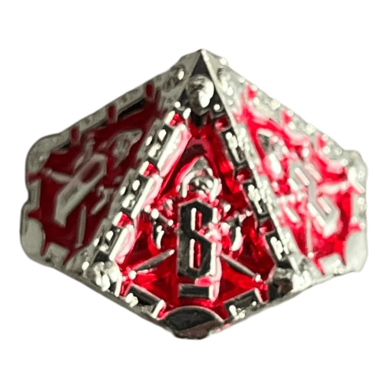 Grim Reaper Metallwürfel (silber/rot) W10