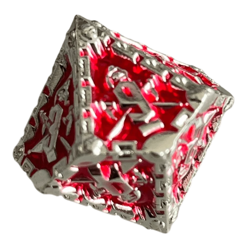 Grim Reaper Metallwürfel (silber/rot) W10