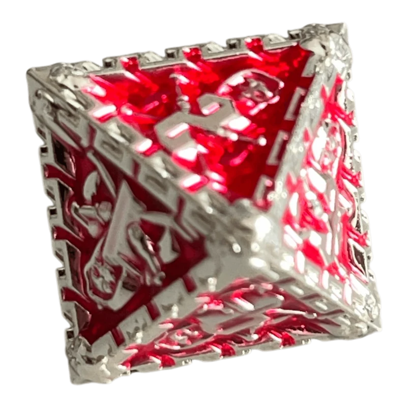 Grim Reaper Metallwürfel (silber/rot) W8