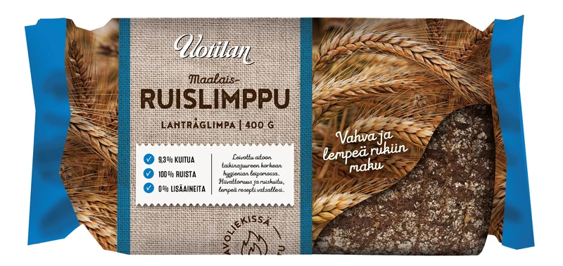 Uotilan Aito Pälkäneen Maalaisruislimppu 400g, leivinhiivaton limppu